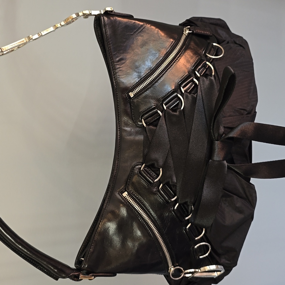 Dior Black Ballet Shoulder Bag with Silver Accents